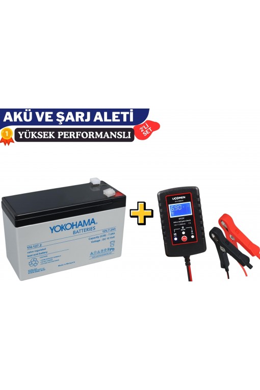 YOKOHAMA 12V 7.2 AH VE Ucomen 6/12V 2A Siyah Akü Şarj Cihazı YOKOHAMA 12V 7.2 AH VE Ucomen 6/12V 2A Siyah Akü Şarj Cihazı